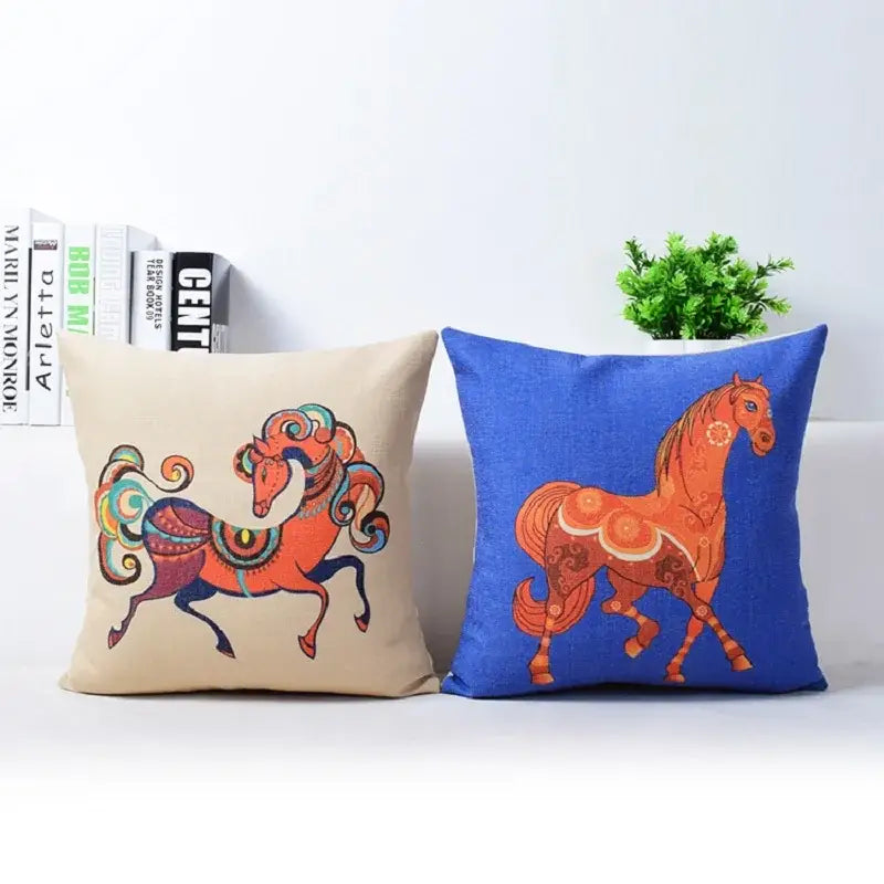 Horse Pattern Cotton Pillowcase