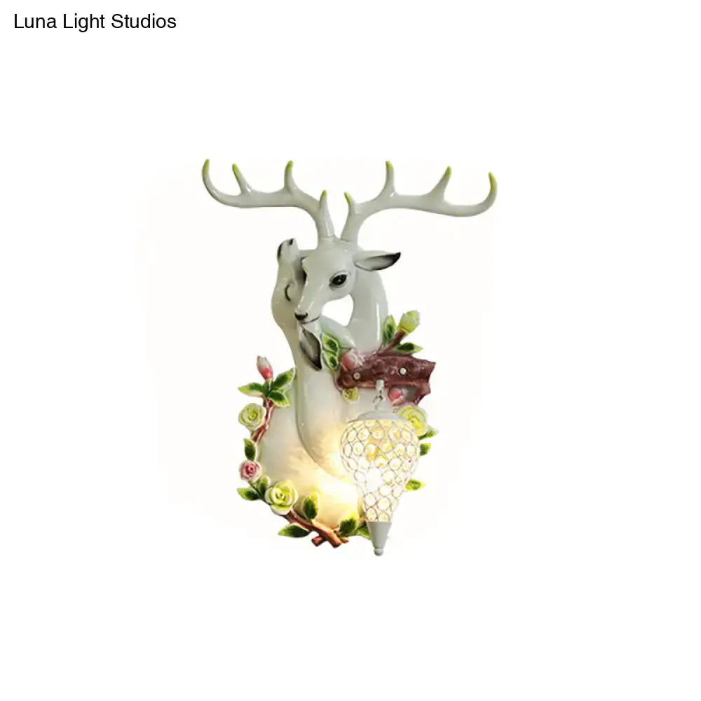 Gold Deer Crystal Sconce Resin Deer Head