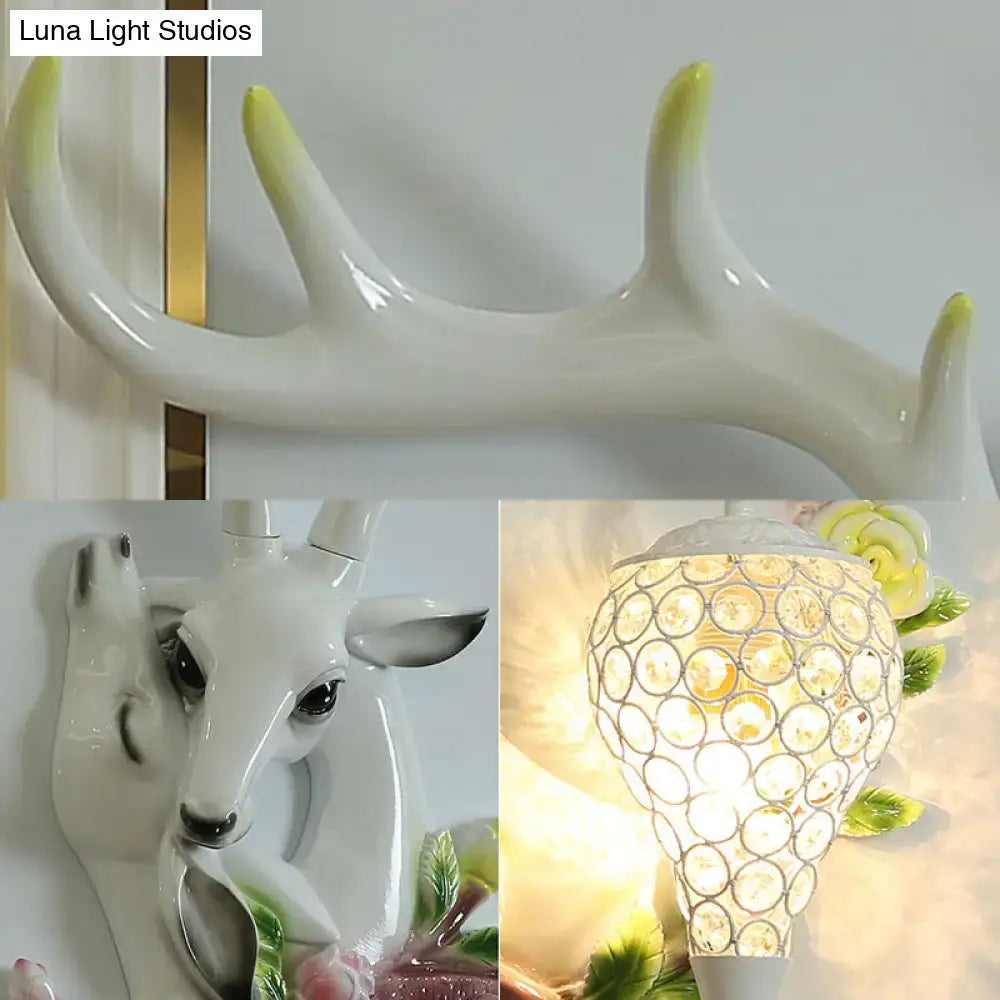 Gold Deer Crystal Sconce Resin Deer Head
