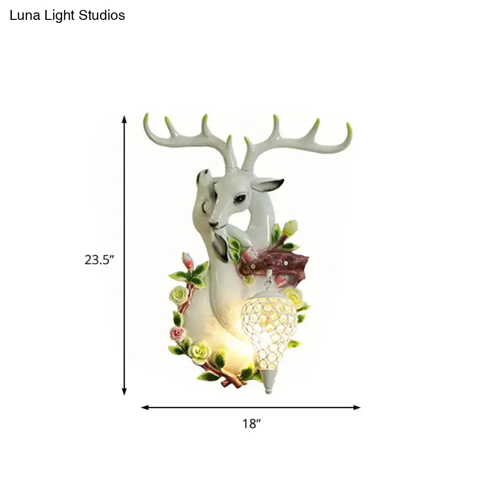 Gold Deer Crystal Sconce Resin Deer Head