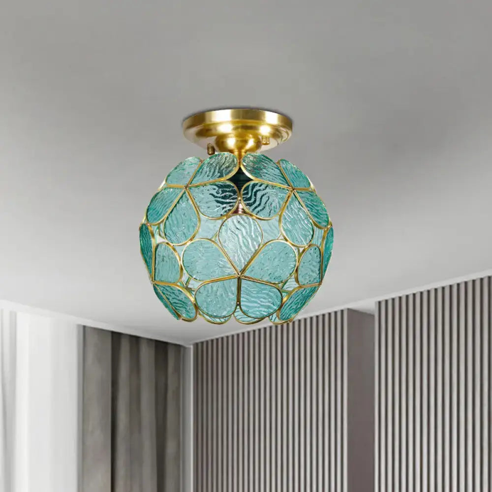 Turquoise Glass Flower Fixture
