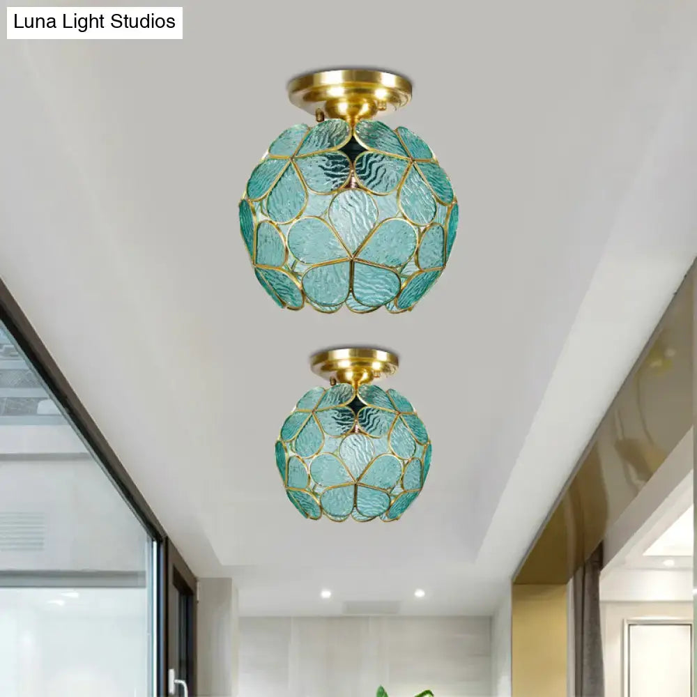 Turquoise Glass Flower Fixture