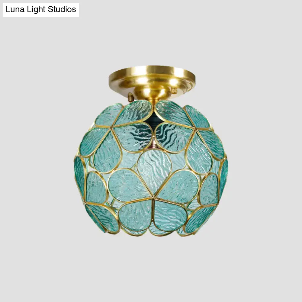 Turquoise Glass Flower Fixture