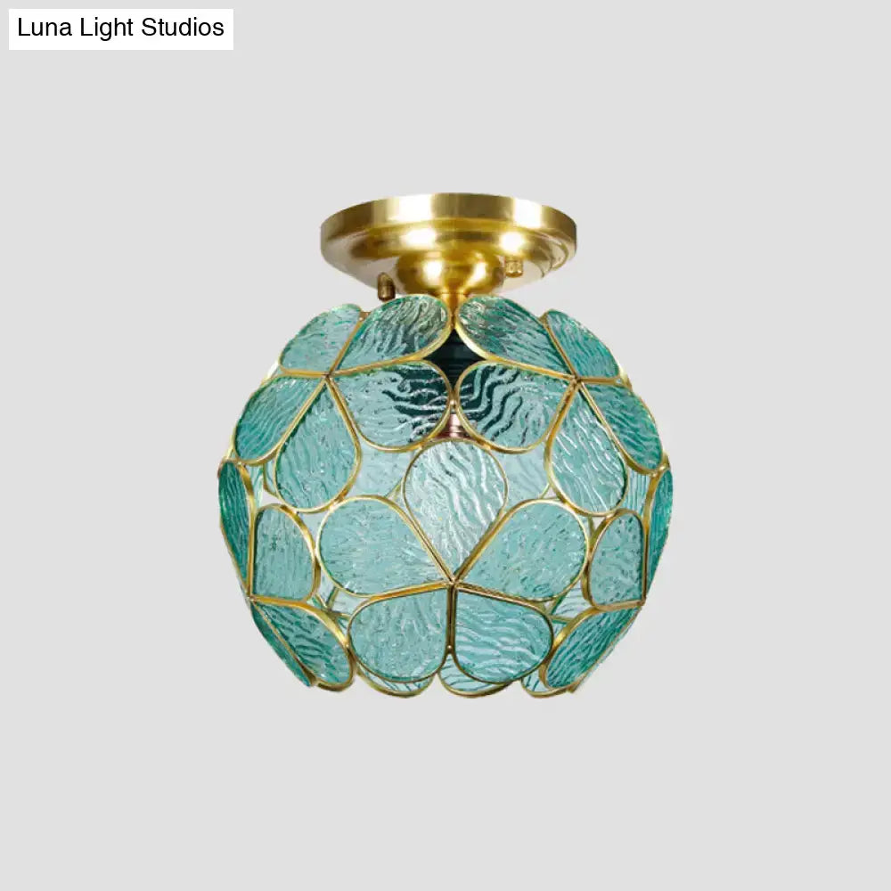 Turquoise Glass Flower Fixture