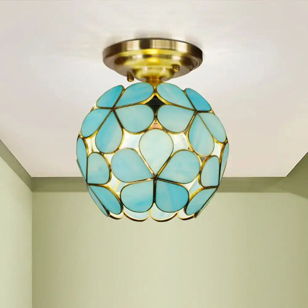 Turquoise Glass Flower Fixture