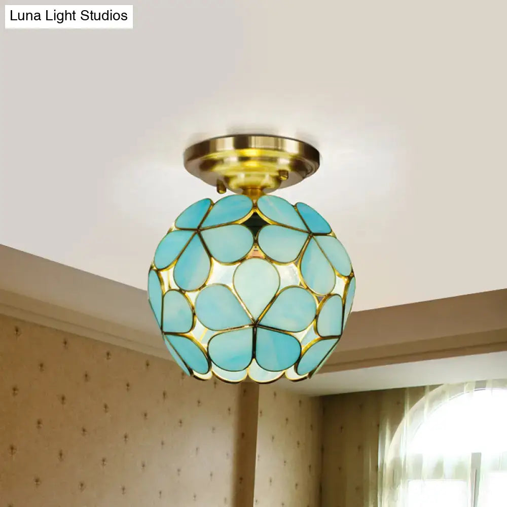 Turquoise Glass Flower Fixture