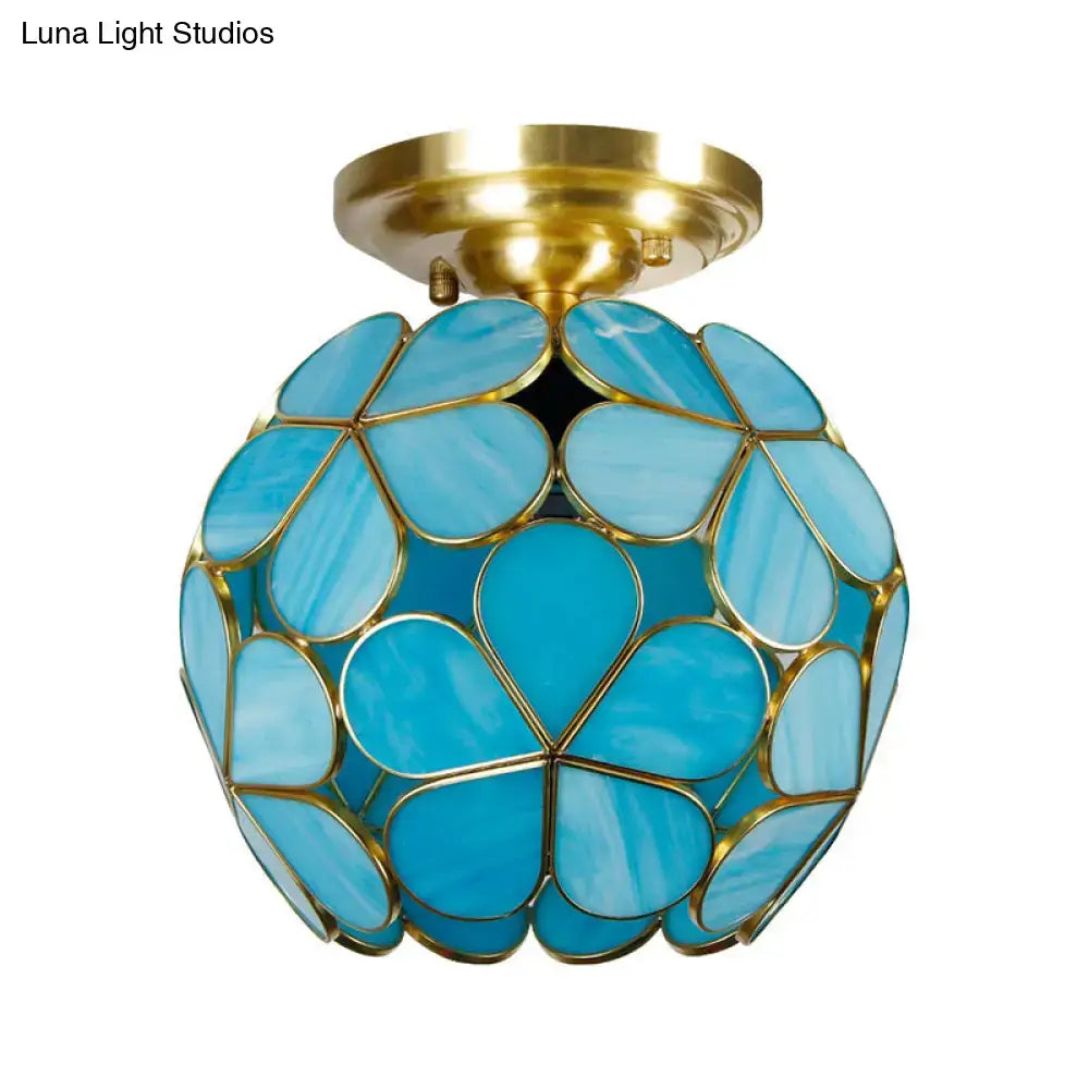 Turquoise Glass Flower Fixture