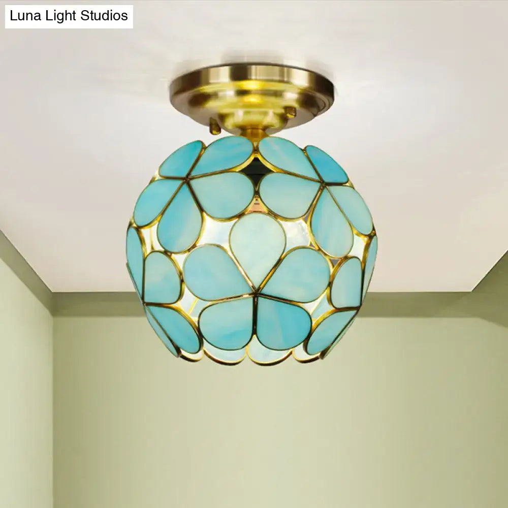Turquoise Glass Flower Fixture
