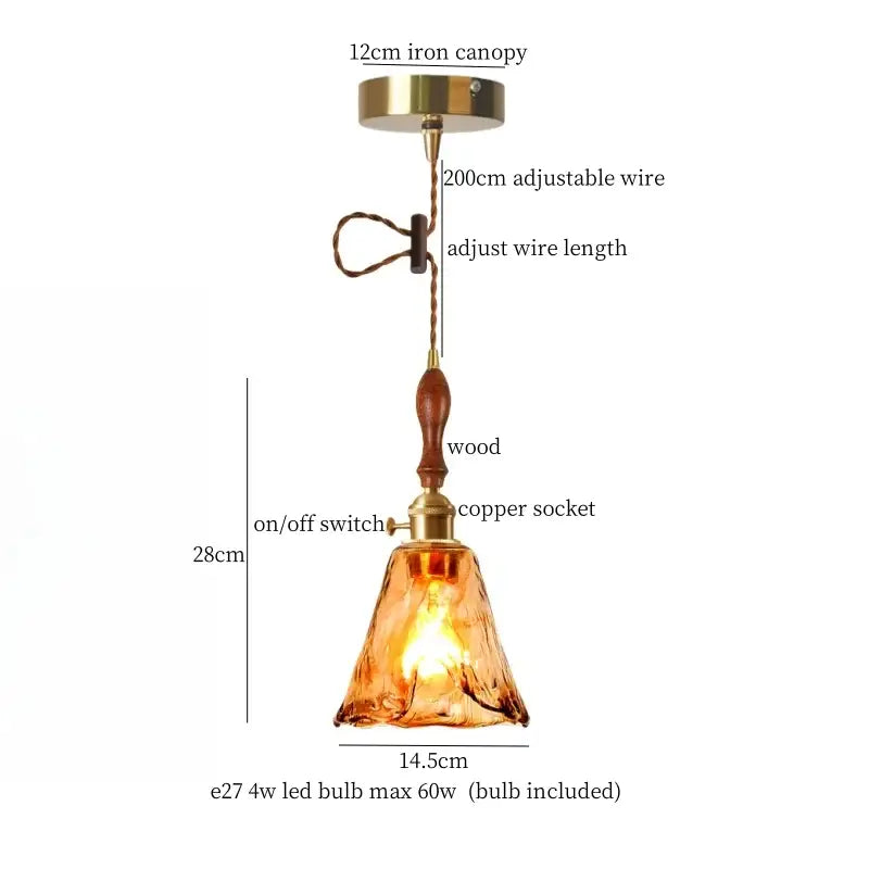 Amber Cracked Glass Pendant
