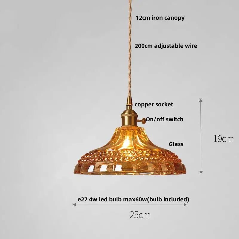 Amber Brass Pendant Lamp