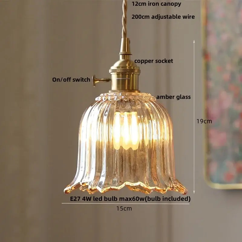 Amber Brass Pendant Lamp