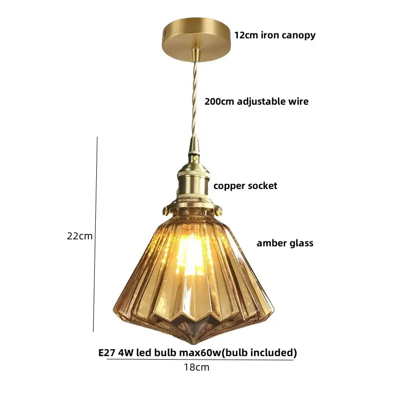 Amber Brass Pendant Lamp