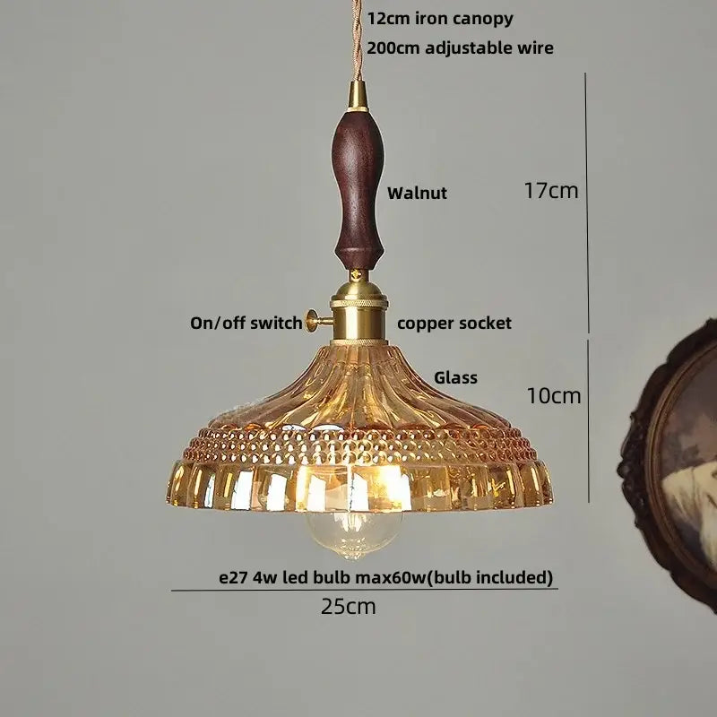 Amber Brass Pendant Lamp