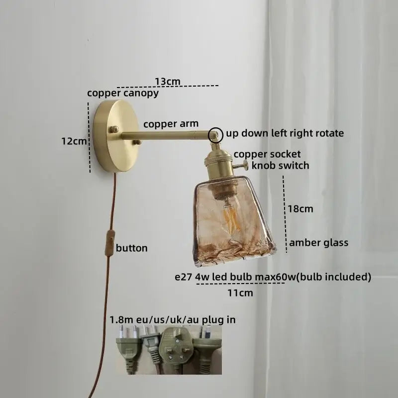 Copper Glass Wall Lamp