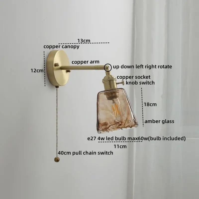 Copper Glass Wall Lamp