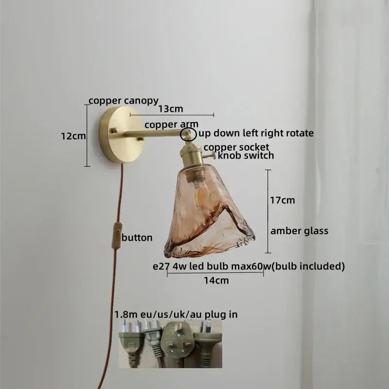 Copper Glass Wall Lamp