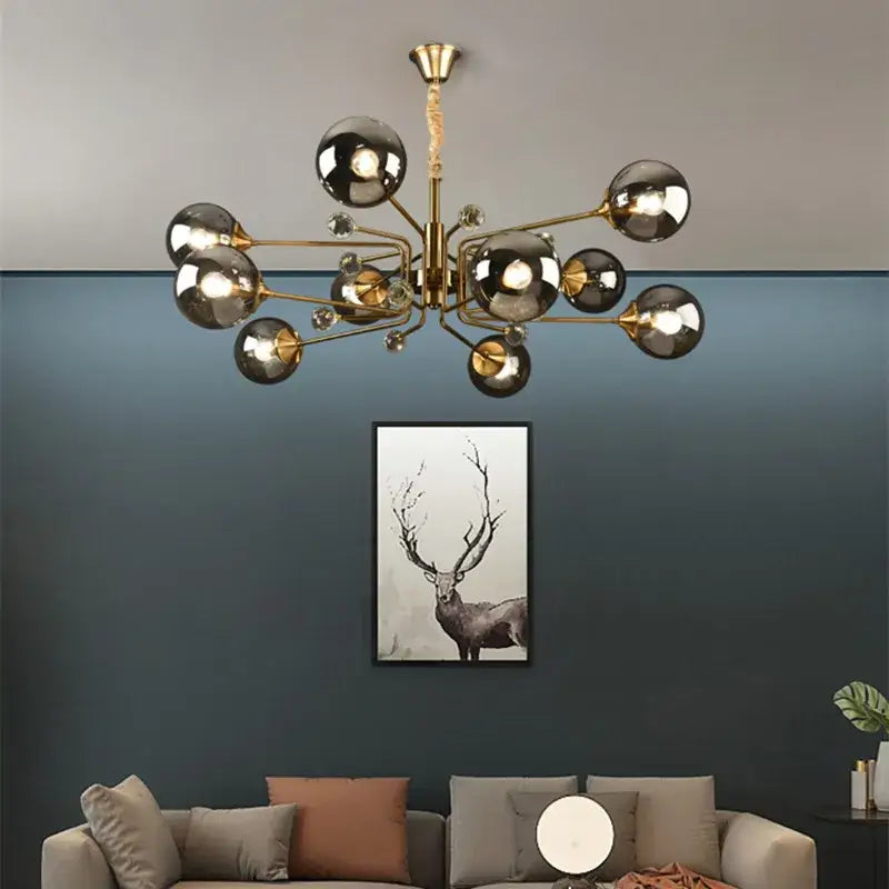 Amber Glass Bubble Chandelier