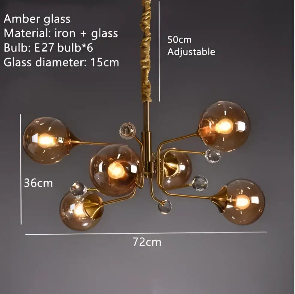 Amber Glass Bubble Chandelier