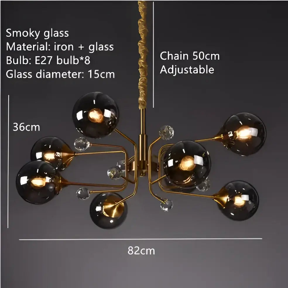 Amber Glass Bubble Chandelier