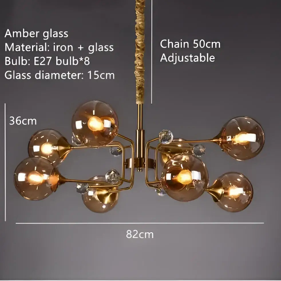 Amber Glass Bubble Chandelier