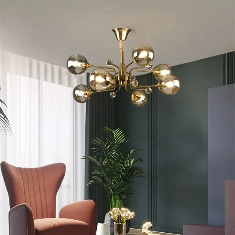 Amber Glass Bubble Chandelier