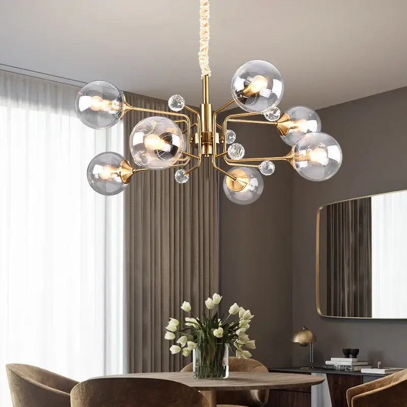 Amber Glass Bubble Chandelier
