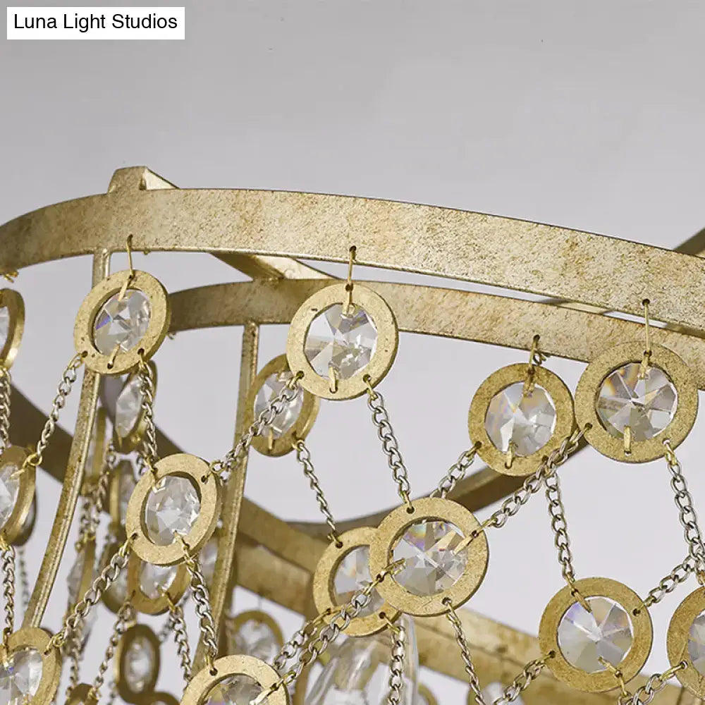 Antique Brass Crystal Sconce Dual-Light Bedroom