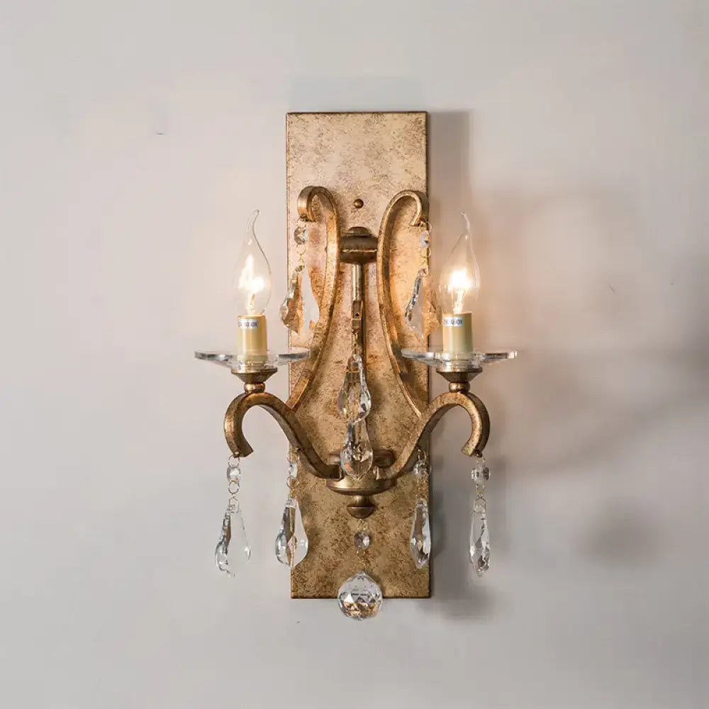 Gold Purple Wall Sconce Dual-Head Rectangular