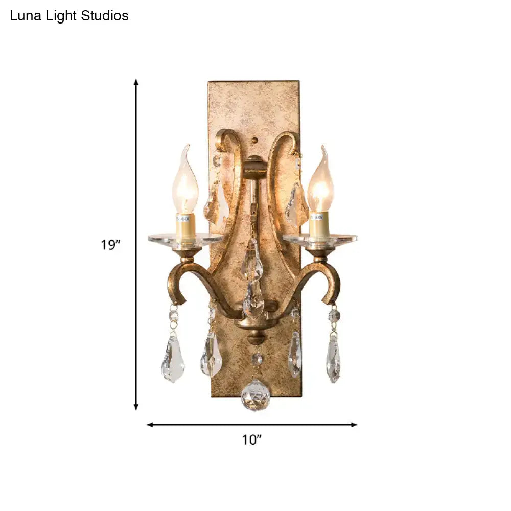 Gold Purple Wall Sconce Dual-Head Rectangular