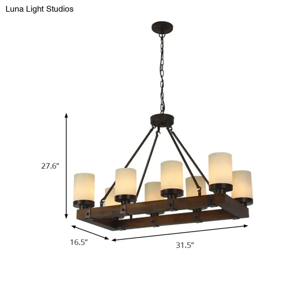 Beige Glass Wood Chandelier