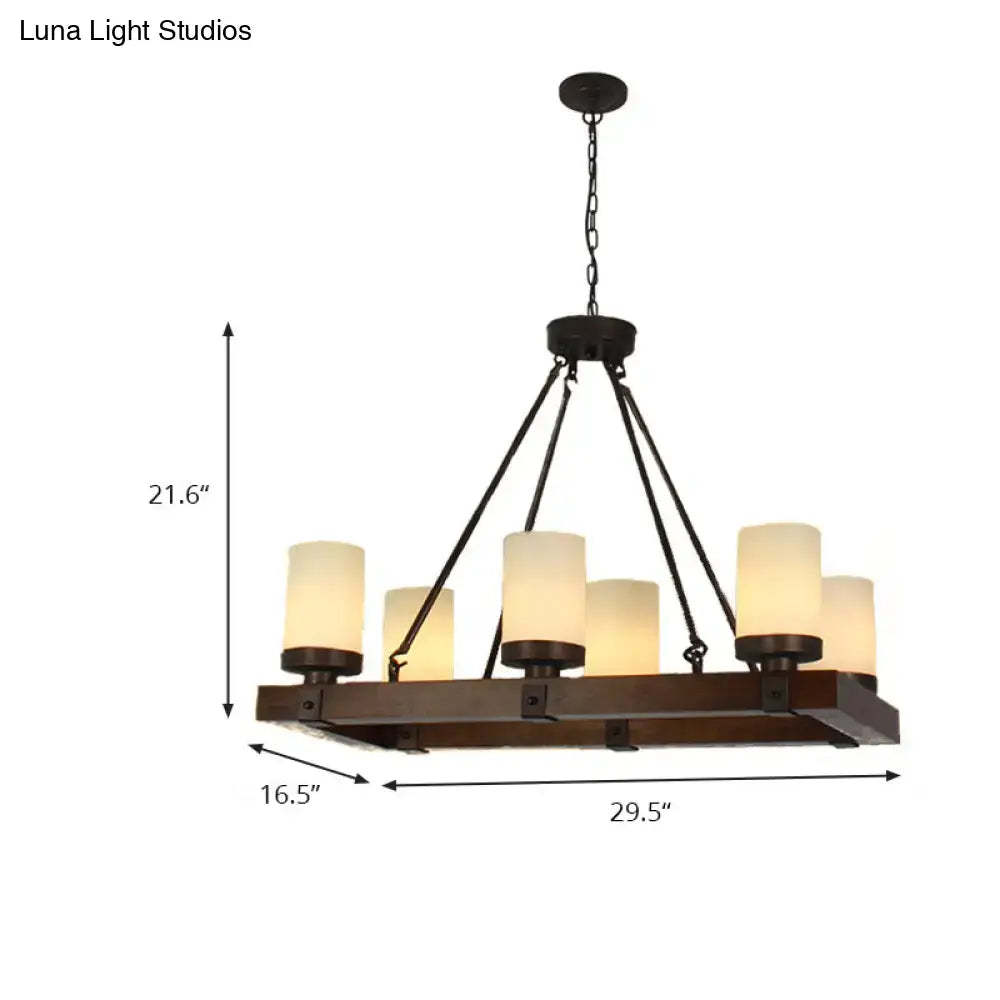 Beige Glass Wood Chandelier