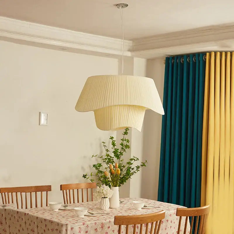 Beige Pleated Fabric Chandelier