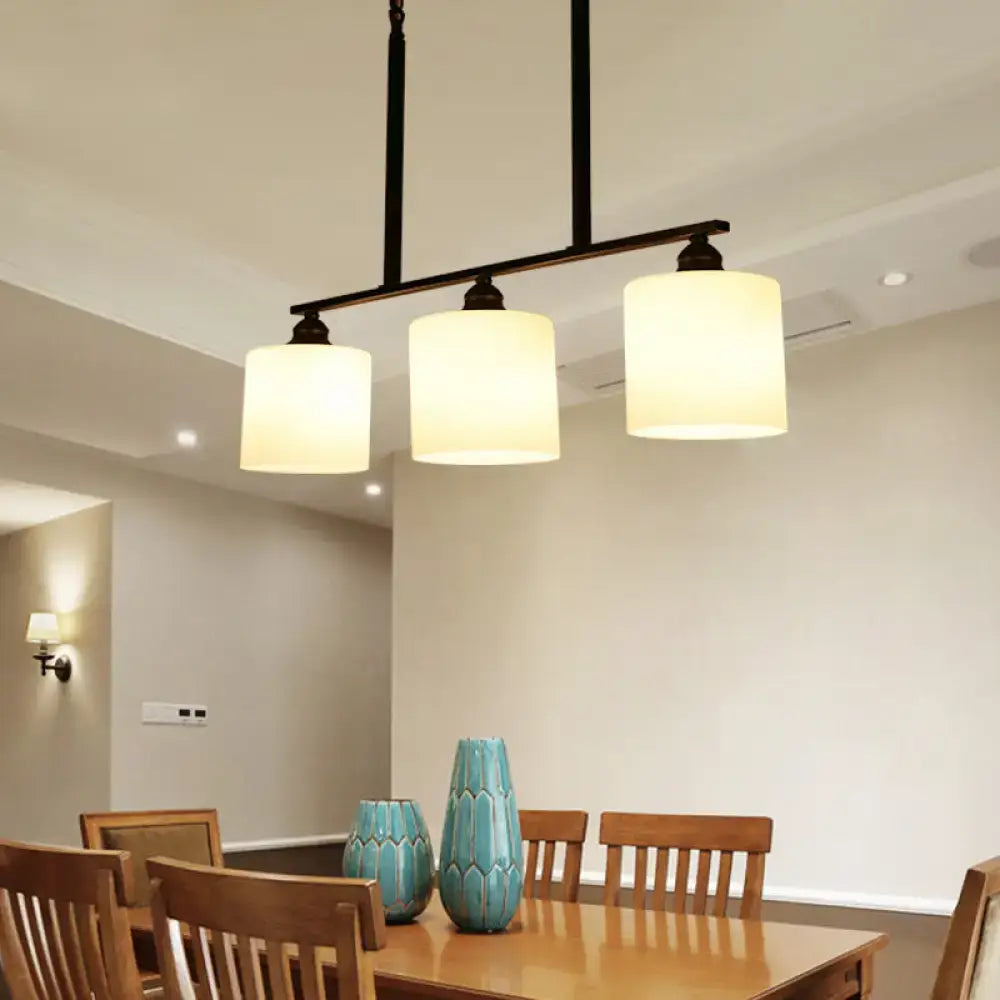White Glass Barrel 28-Inch Island Pendant