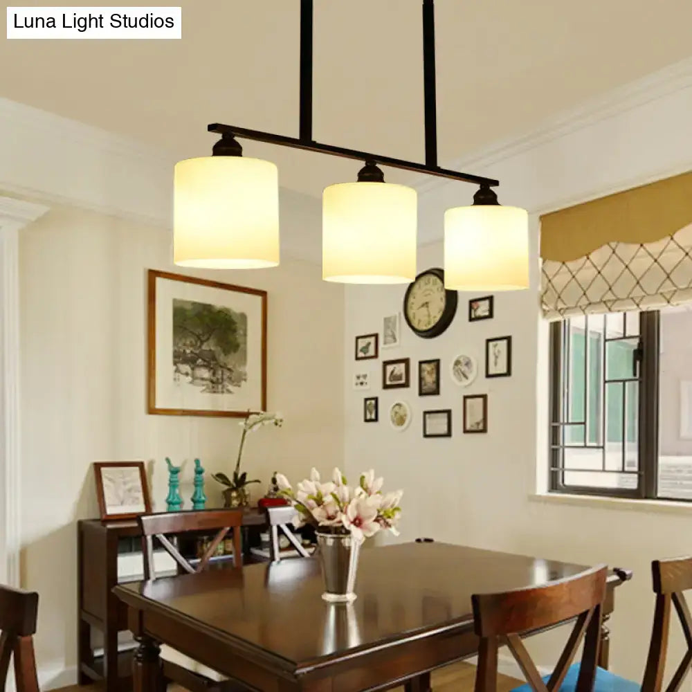 White Glass Barrel 28-Inch Island Pendant
