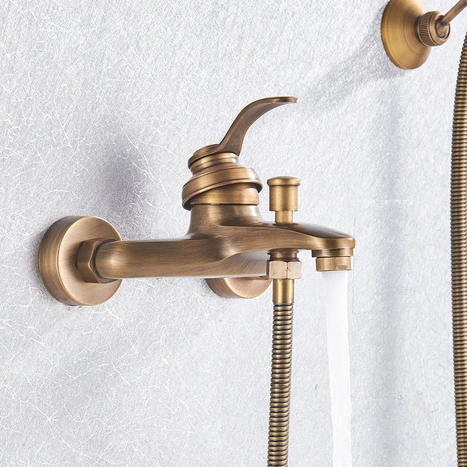 Black Brass Shower Set with Mixer and Hand Shower