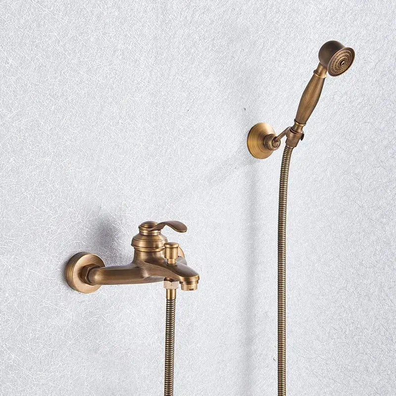 Black Brass Shower Set with Mixer and Hand Shower