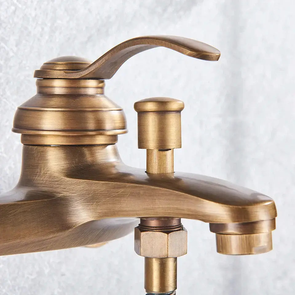 Black Brass Shower Set with Mixer and Hand Shower