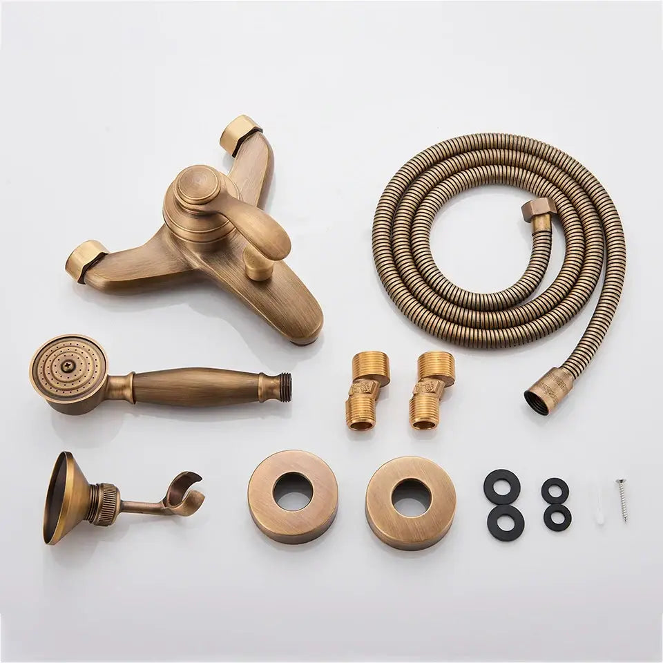 Black Brass Shower Set with Mixer and Hand Shower