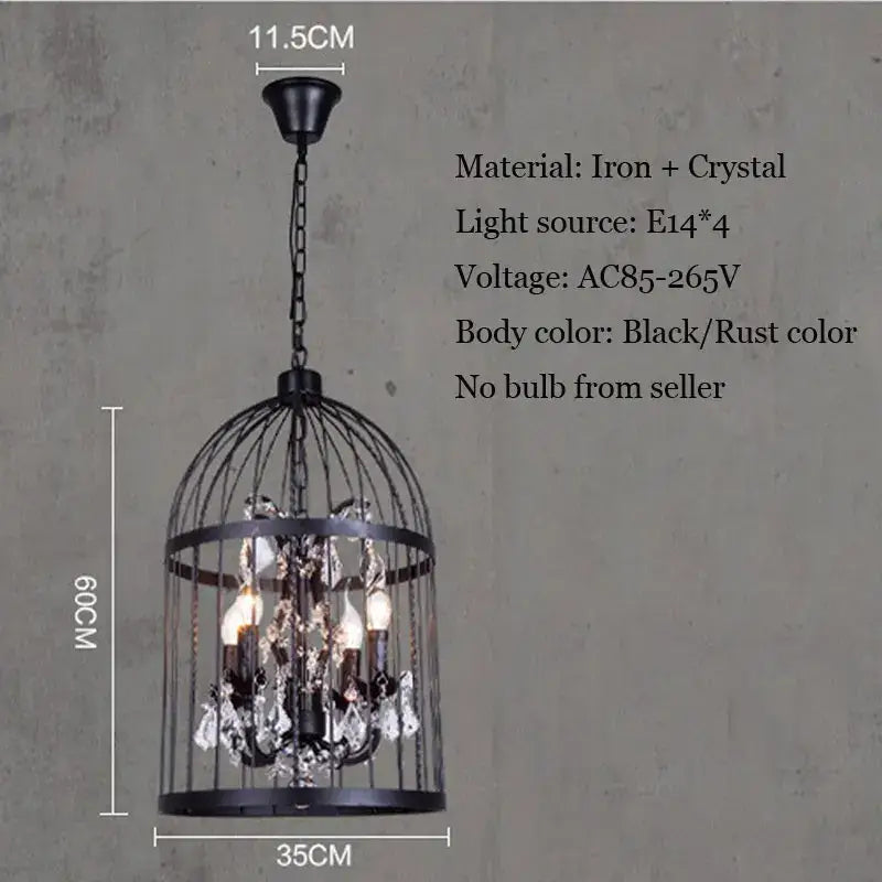 Black Crystal Cage Chandelier