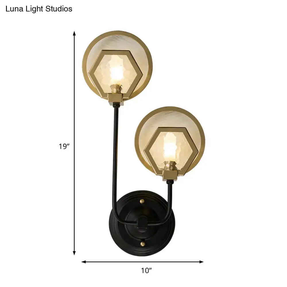 Black Gold Geometric Wall Lamp Glass Shade