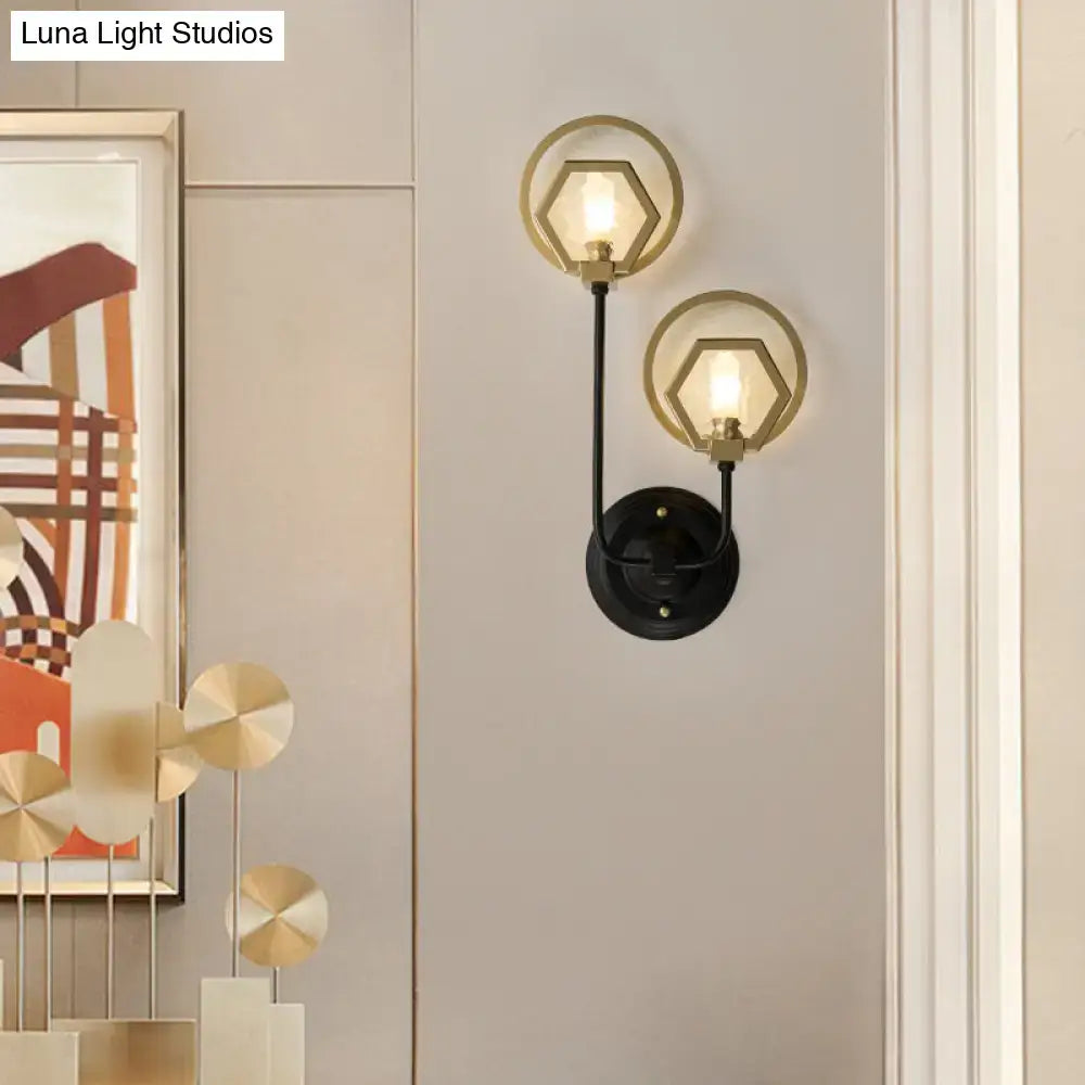Black Gold Geometric Wall Lamp Glass Shade