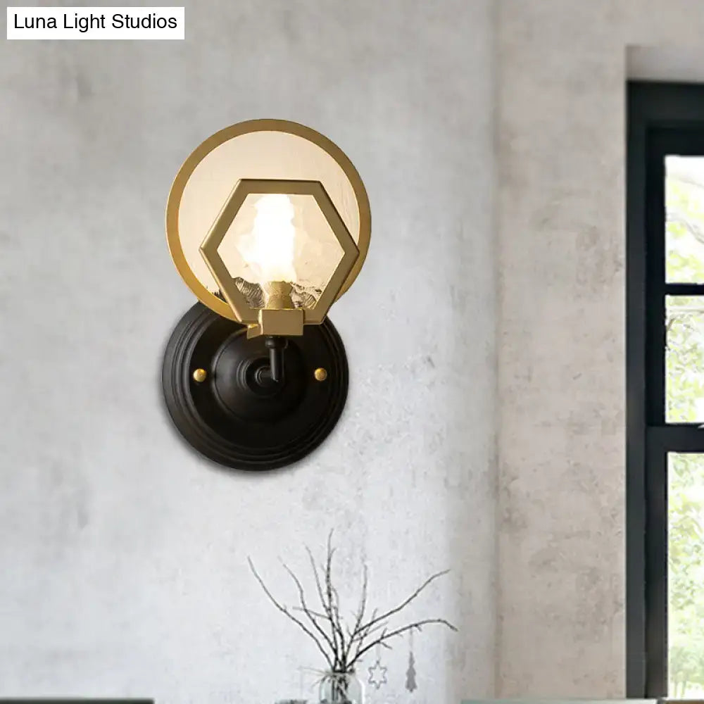 Black Gold Geometric Wall Lamp Glass Shade