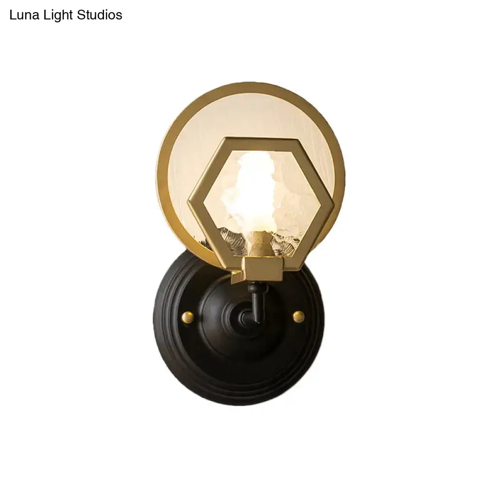Black Gold Geometric Wall Lamp Glass Shade