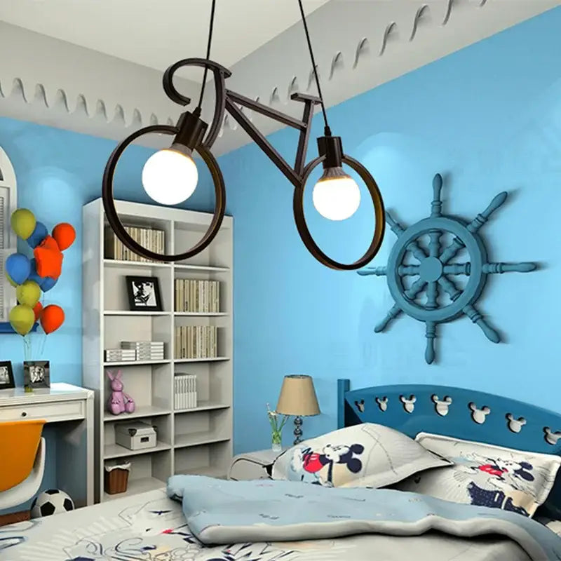 White Iron Bicycle Chandelier