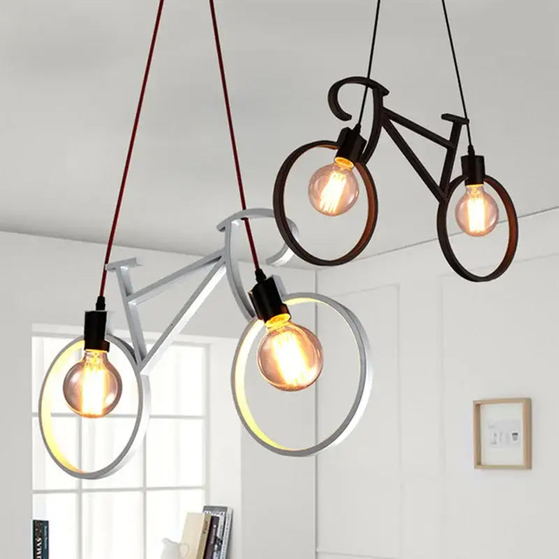 White Iron Bicycle Chandelier