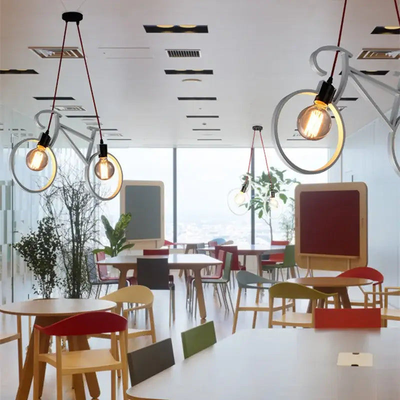 White Iron Bicycle Chandelier