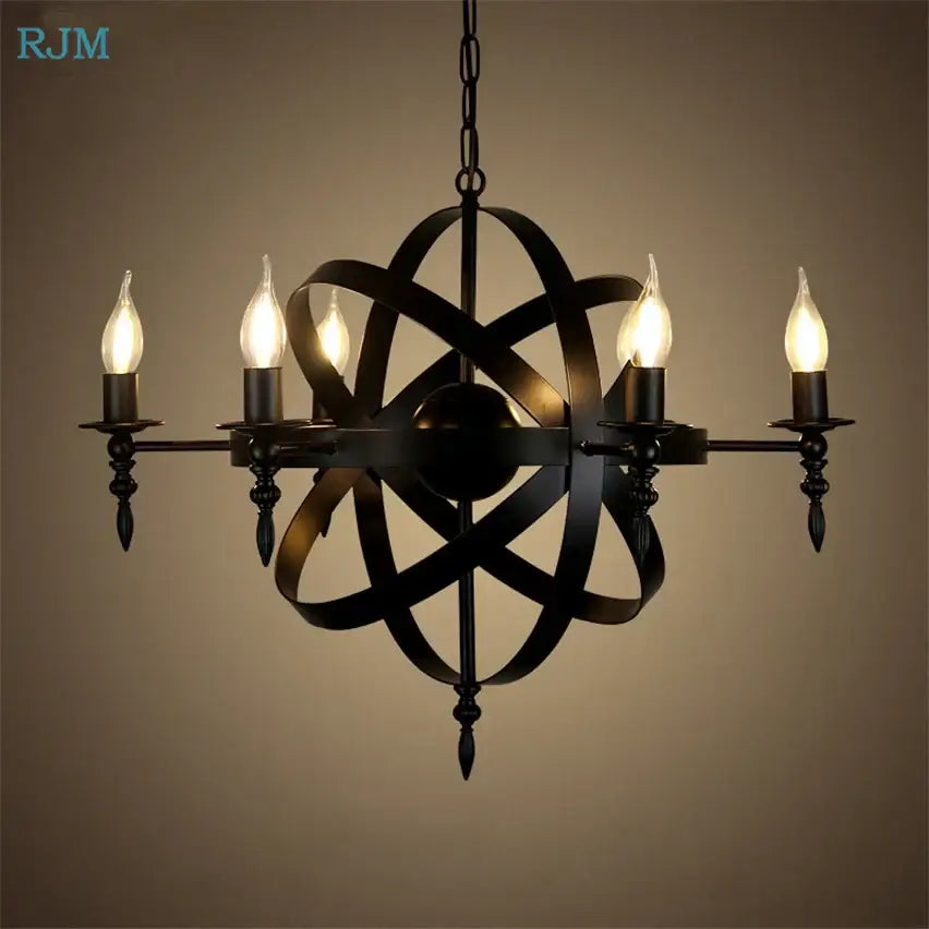 Black Iron Atomic Chandelier
