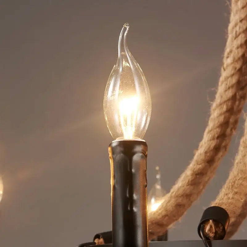 Black Hemp Rope Chandelier