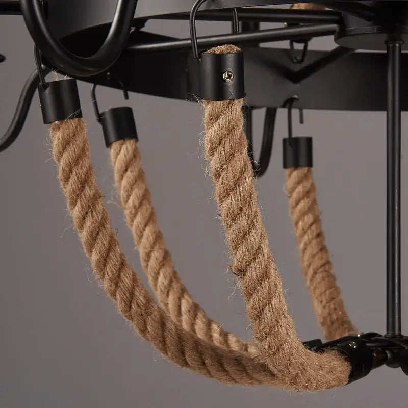 Black Hemp Rope Chandelier