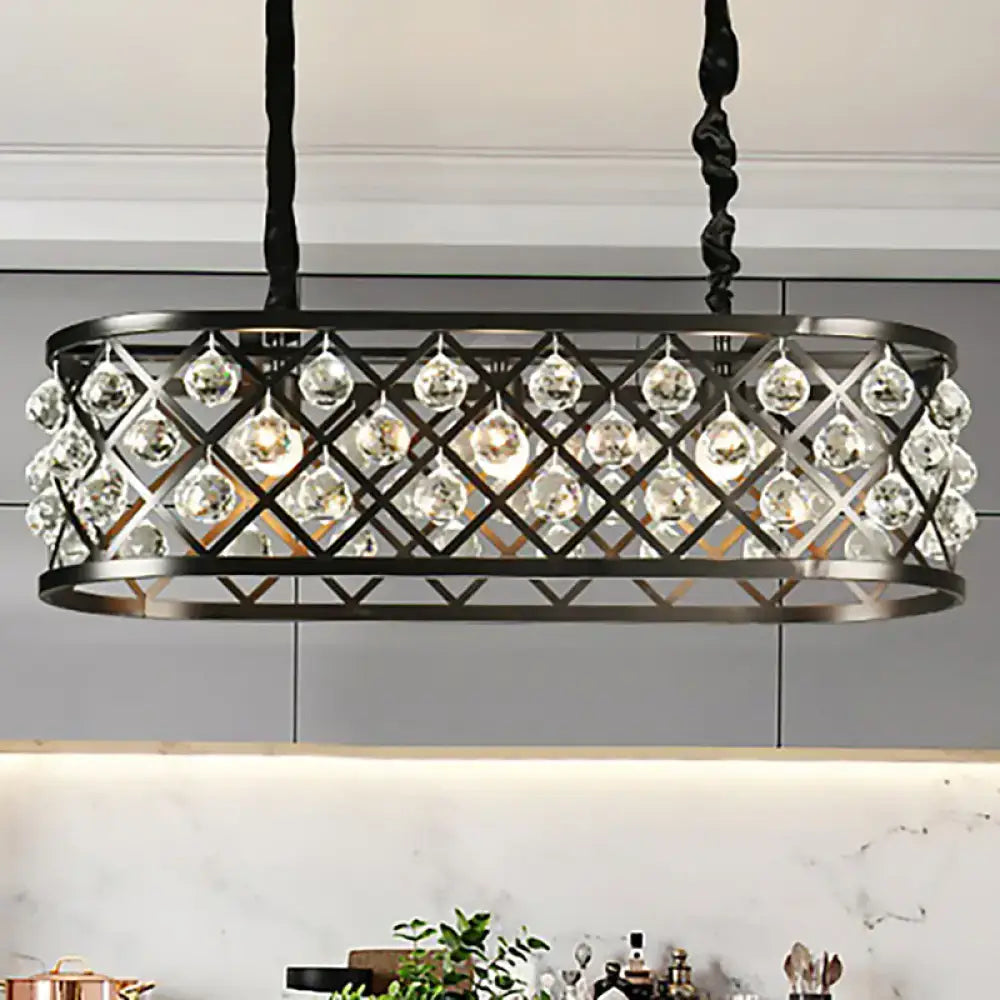 Black Oval Crystal Chandelier